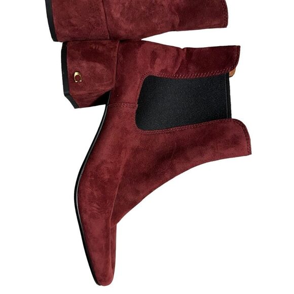 Coach Shoes‎ Coach Tia Suede Ankle Bootie Wine Red Size 7 - Picture 4 of 12